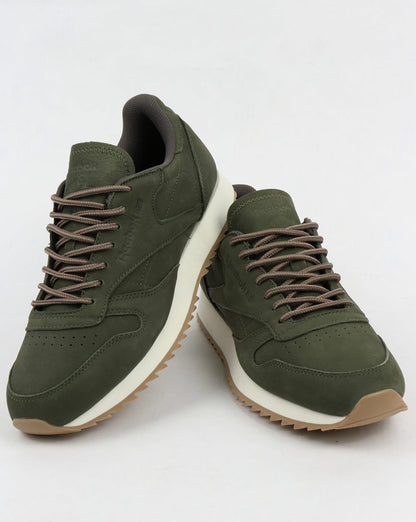 Reebok Classic Leather Ripple Trainers Hunter Green/Grey