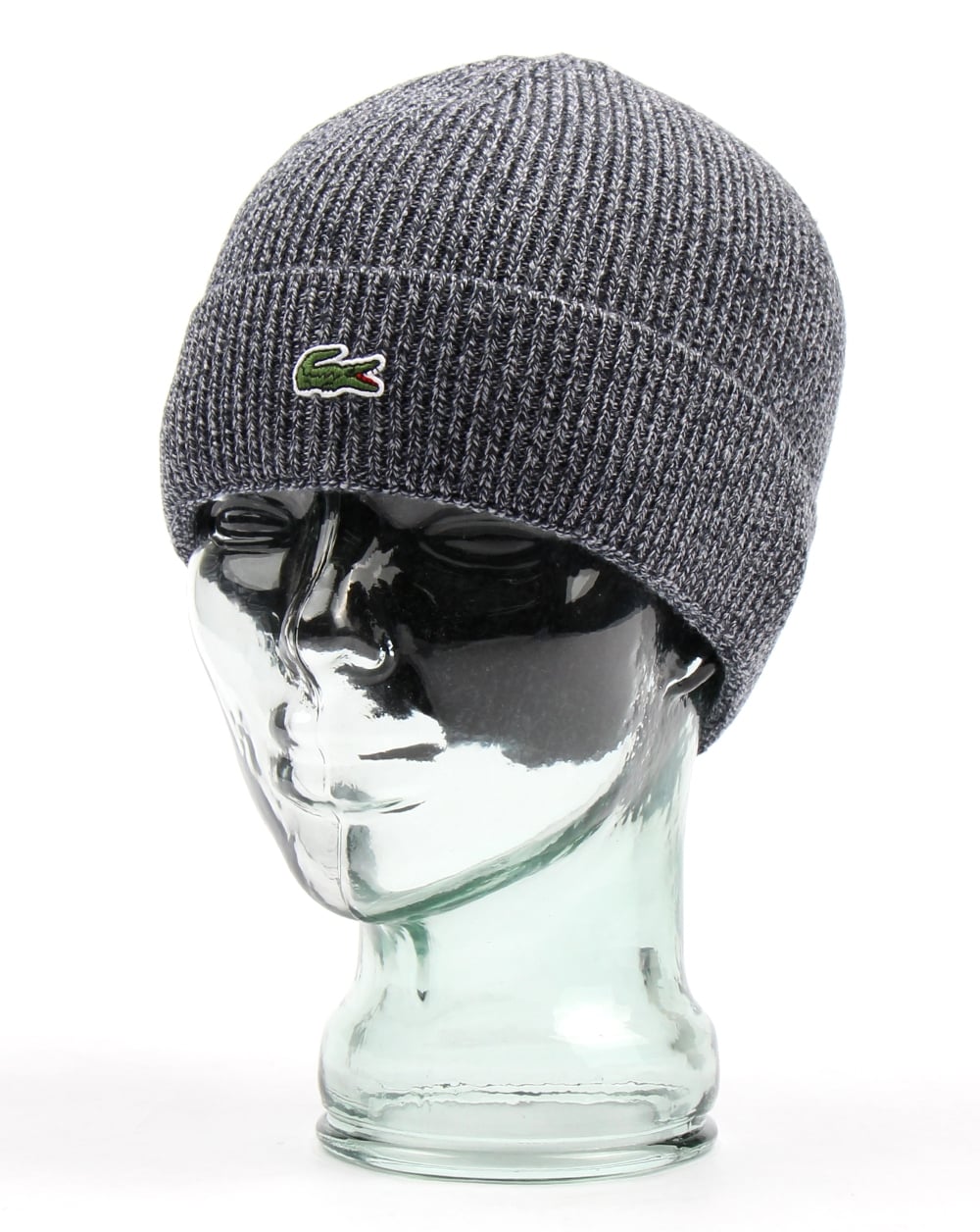 Lacoste Turn Up Ribbed Wool Beanie Mouline Navy