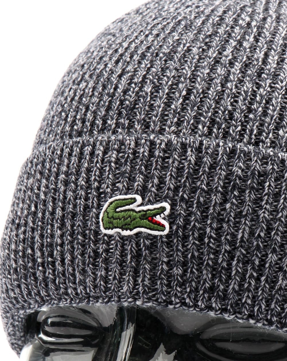 Lacoste Turn Up Ribbed Wool Beanie Mouline Navy