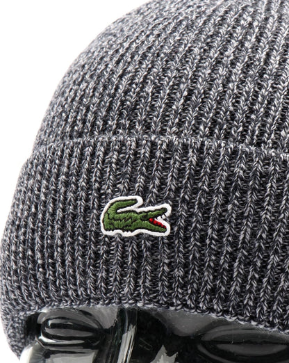Lacoste Turn Up Ribbed Wool Beanie Mouline Navy