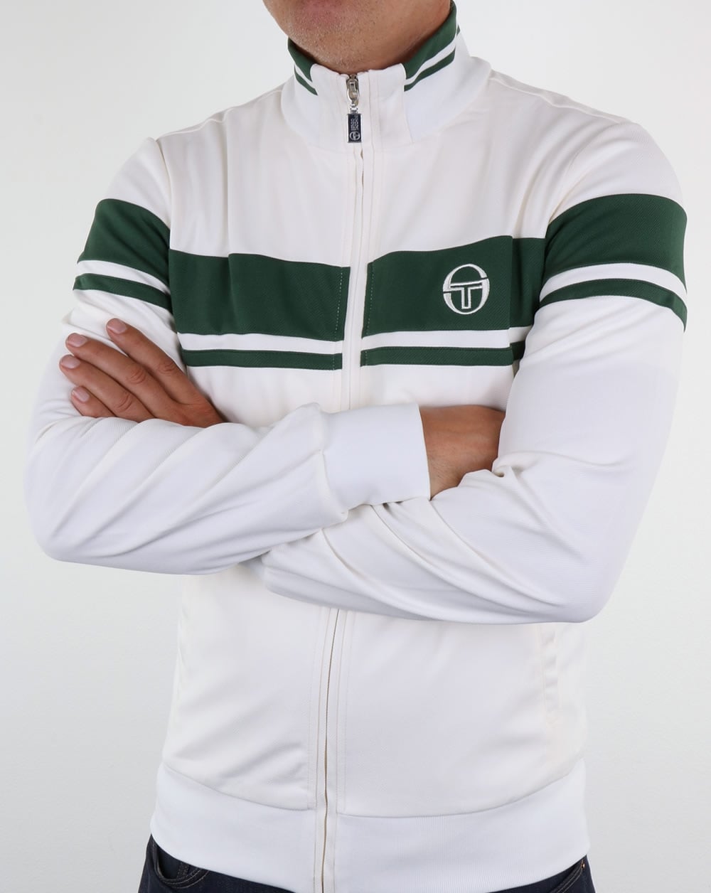 Sergio Tacchini Masters Track Top Ivory/Forest Green