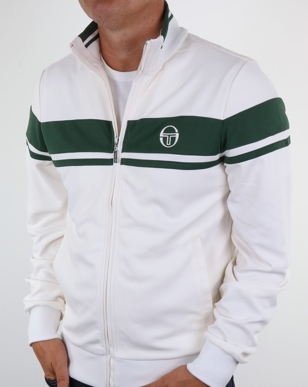 Sergio Tacchini Masters Track Top Ivory/Forest Green