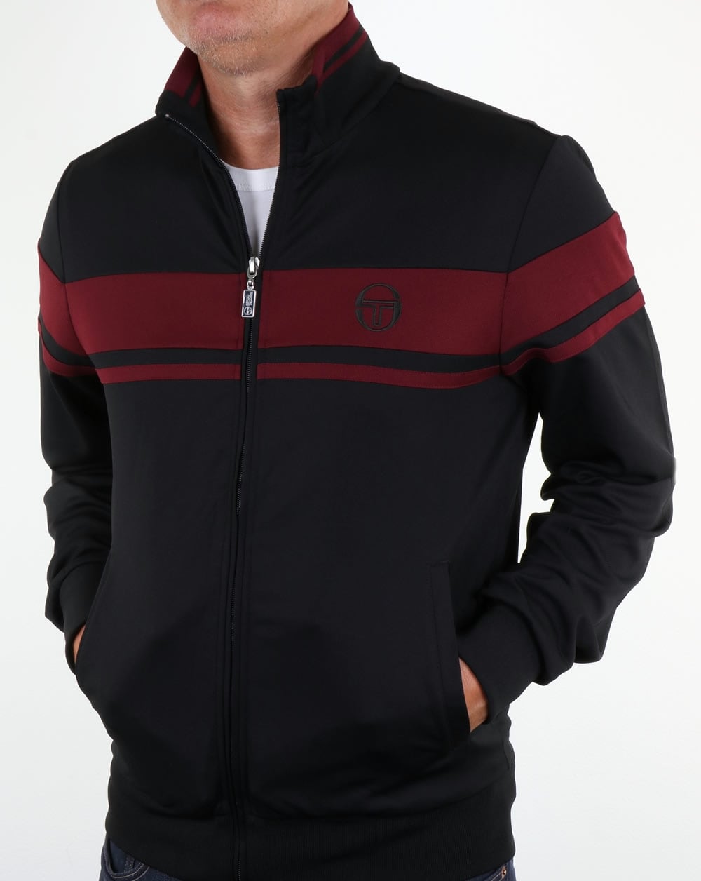 Sergio Tacchini Masters Track Top Black/Burgundy