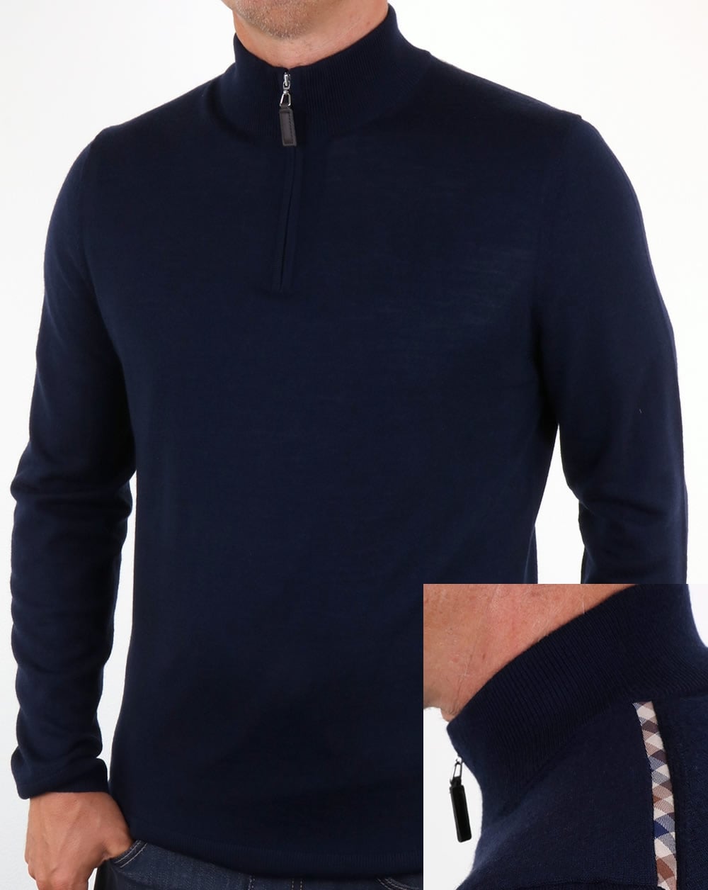 Aquascutum Hamilton Half Zip Knit Navy