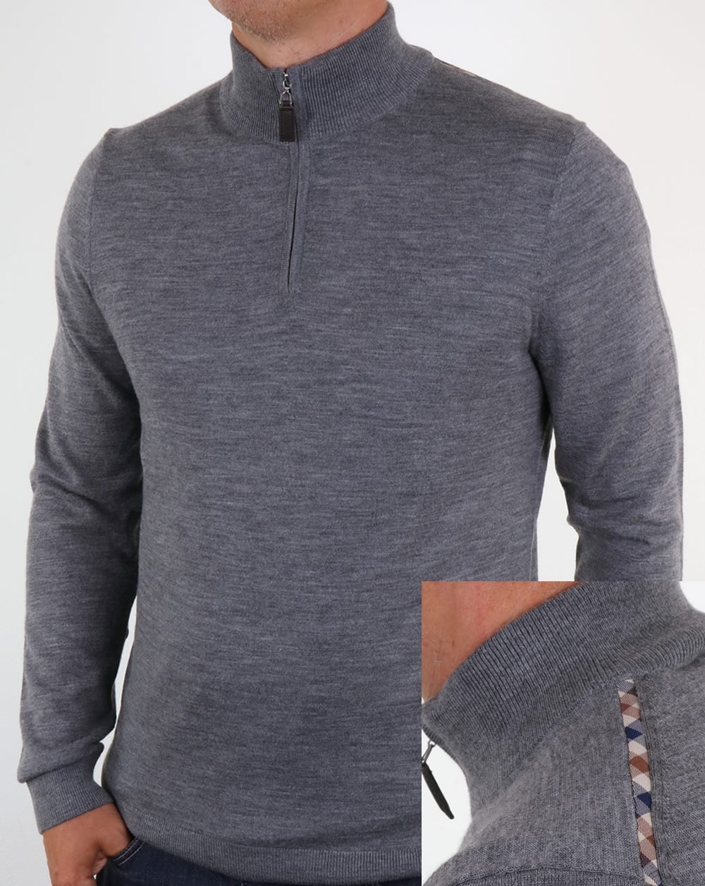 Aquascutum Hamilton Half Zip Knit Grey