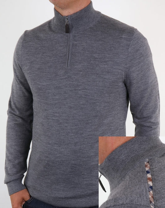 Aquascutum Aquascutum Hamilton Half Zip Knit Grey