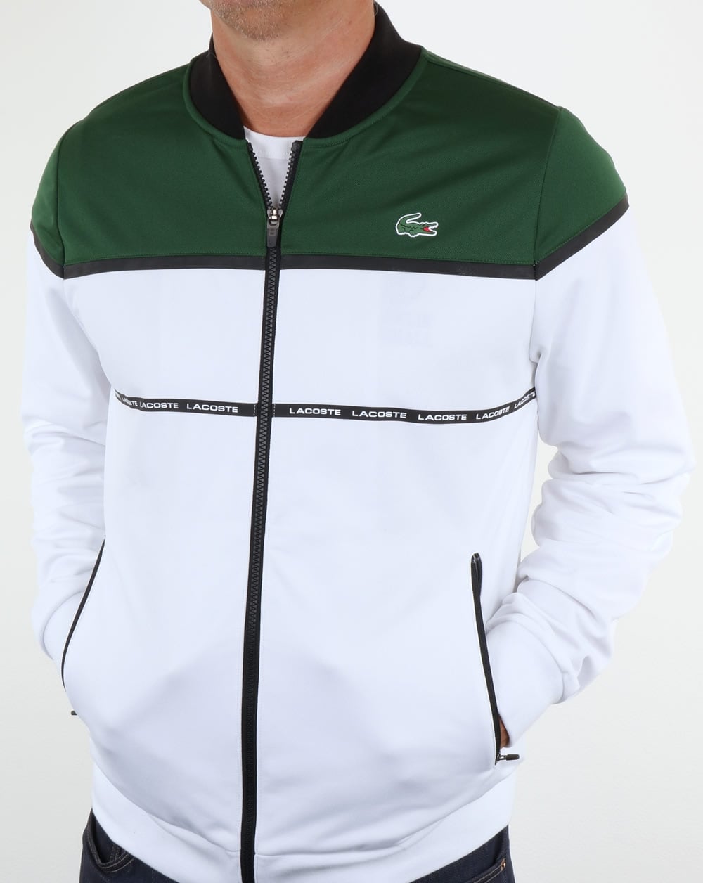 Lacoste Colourblock Track Top White/Green