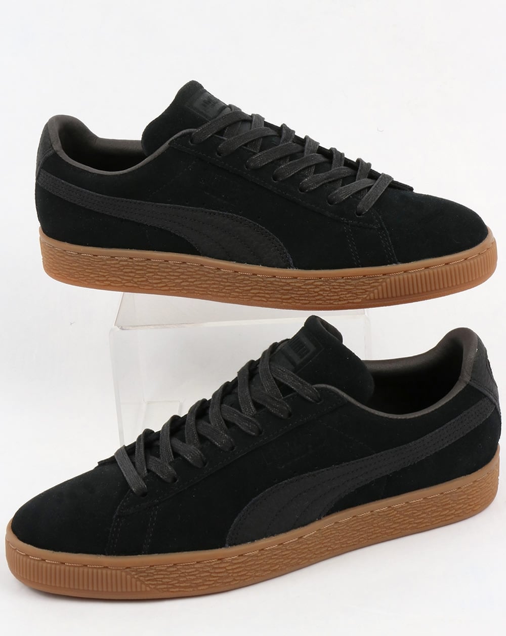 Puma Suede Classic Premium Trainers Black with Gum sole