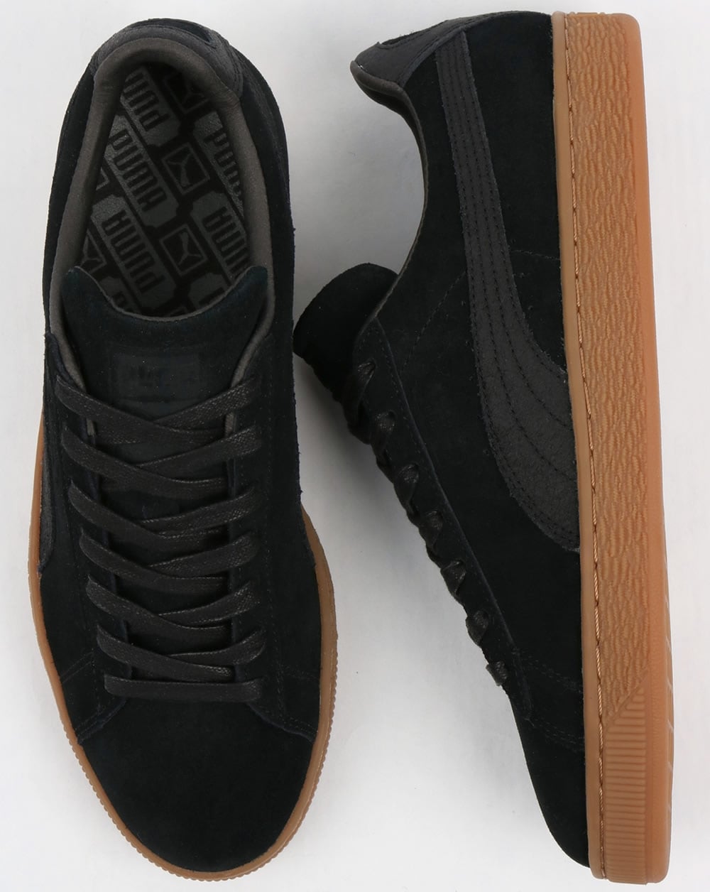 Puma Suede Classic Premium Trainers Black with Gum sole