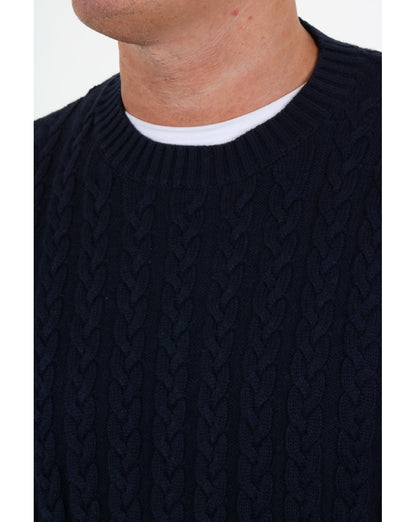 Weekend Offender Woods Cable Knit Jumper Navy