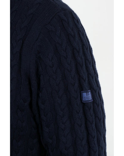 Weekend Offender Woods Cable Knit Jumper Navy