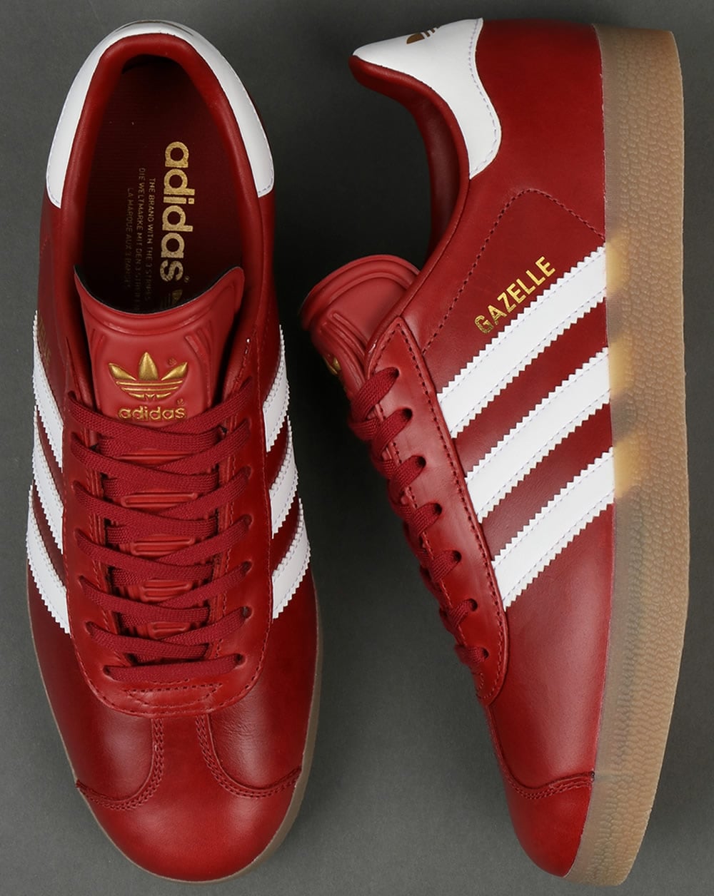Adidas Gazelle Leather Trainers Oxblood Red/White/gum