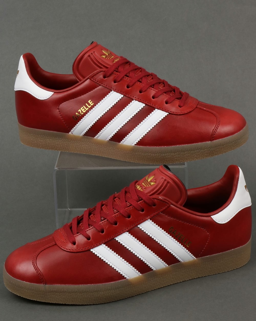 Adidas Gazelle Leather Trainers Oxblood Red/White/gum