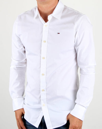 Tommy Jeans Cotton Stretch Shirt White
