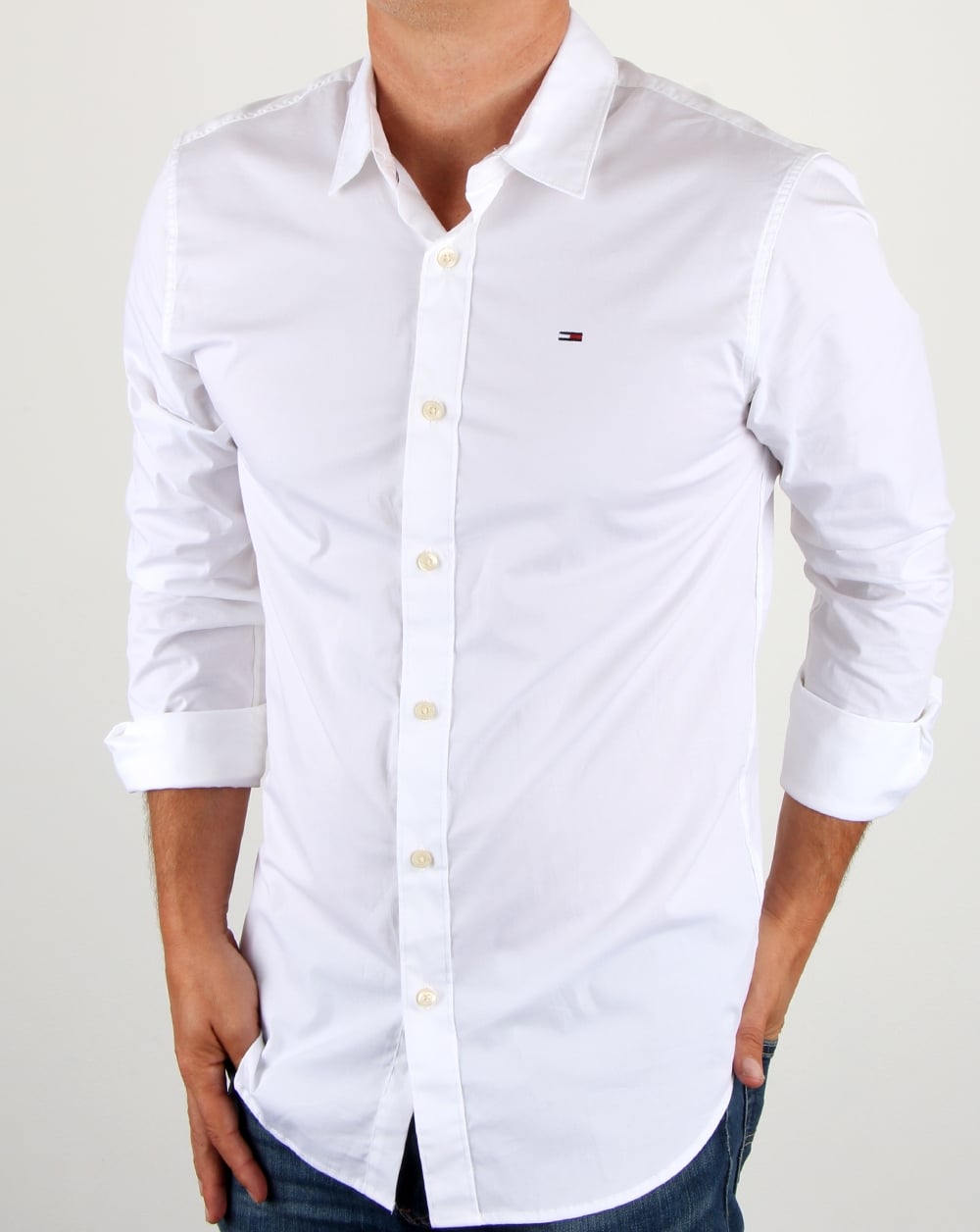 Tommy Jeans Cotton Stretch Shirt White