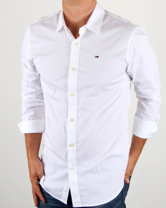 Tommy Jeans Cotton Stretch Shirt White