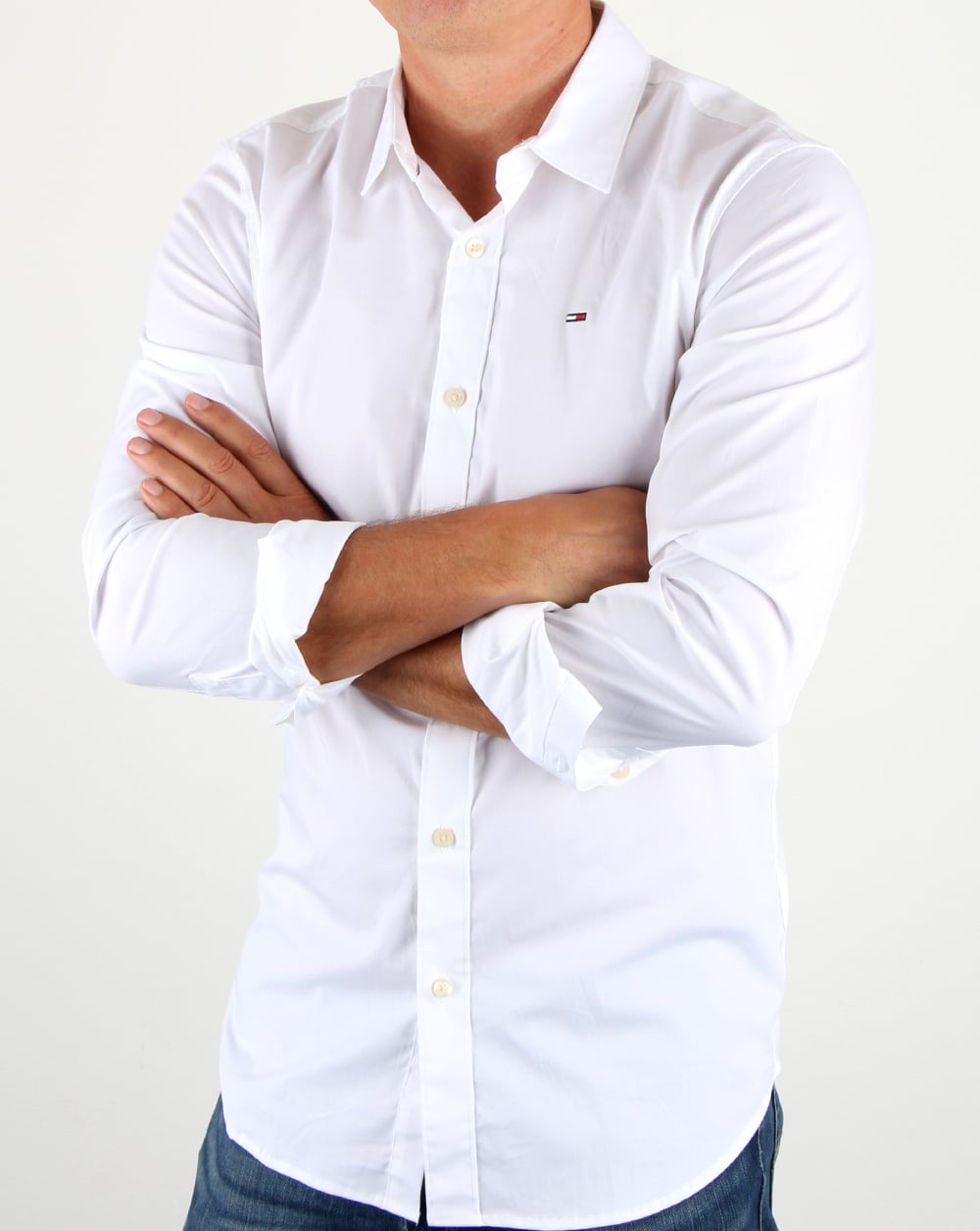 Tommy Jeans Cotton Stretch Shirt White