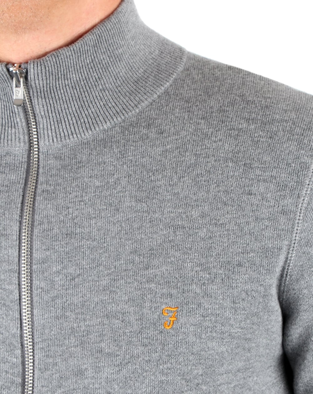 Farah Fermoy Knitted Track Top Gravel Marl