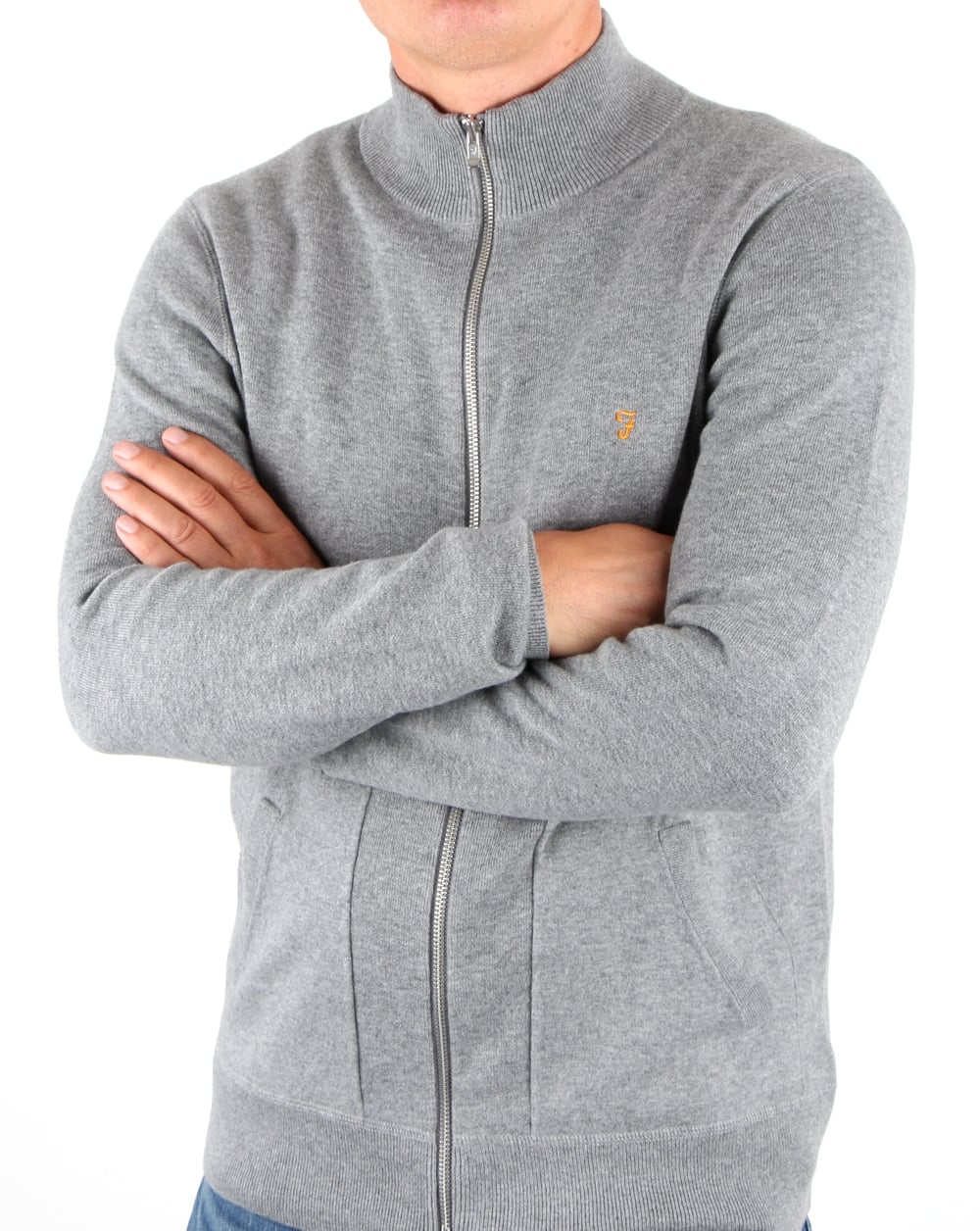 Farah Fermoy Knitted Track Top Gravel Marl