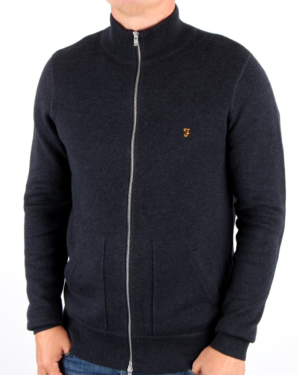 Farah Fermoy Knitted Track Top Navy Marl