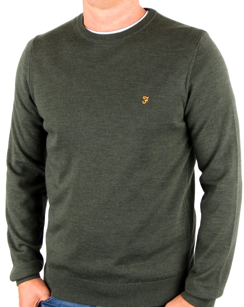 Farah Mullen Merino Jumper Green Marl