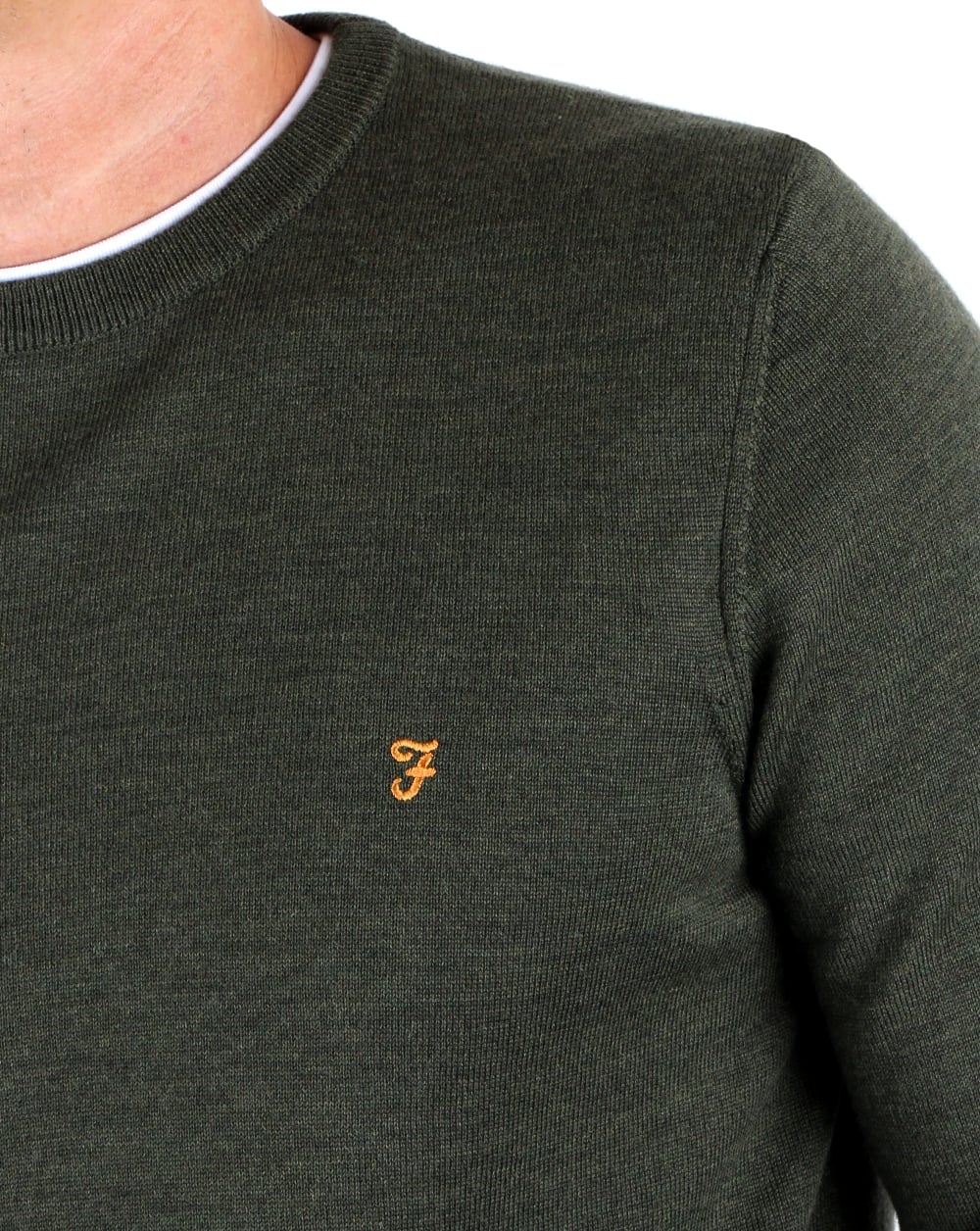 Farah Mullen Merino Jumper Green Marl