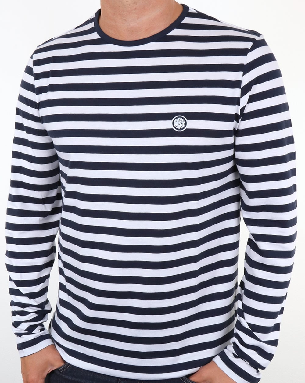 Pretty Green Kinsey Long Sleeve Stripe T Shirt Navy