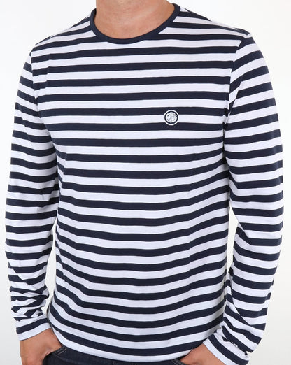 Pretty Green Kinsey Long Sleeve Stripe T Shirt Navy
