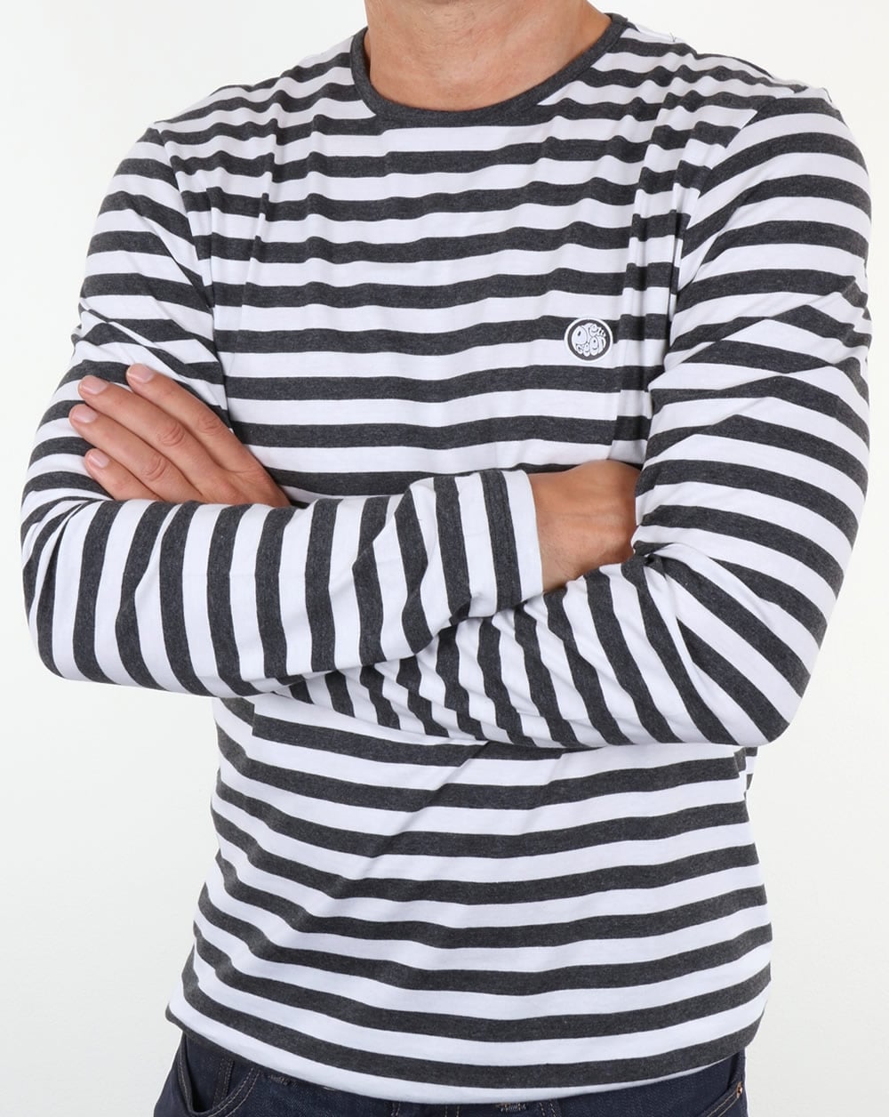 Pretty Green Kinsey Long Sleeve Stripe T Shirt Dark Grey
