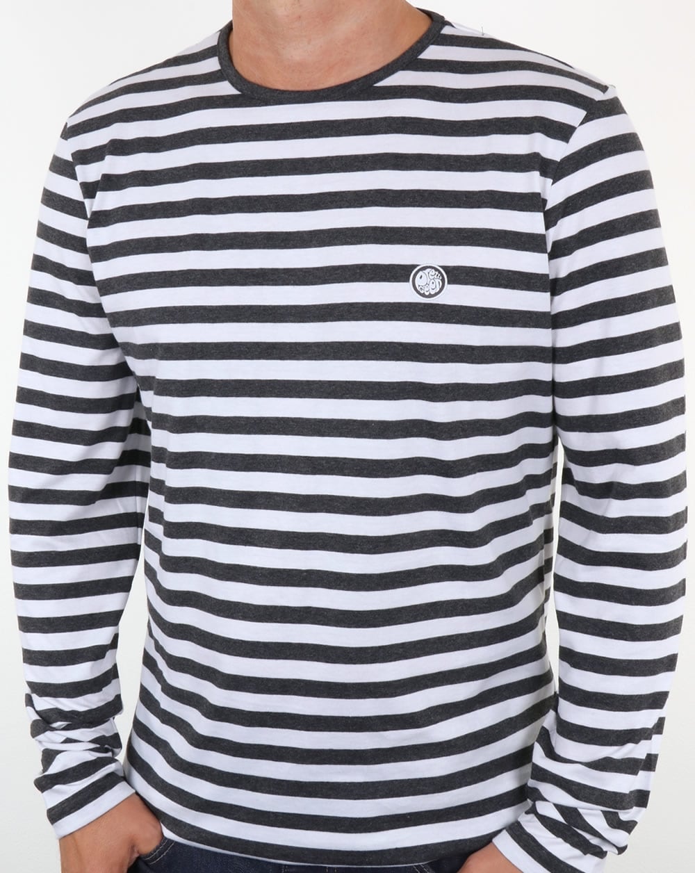 Pretty Green Kinsey Long Sleeve Stripe T Shirt Dark Grey