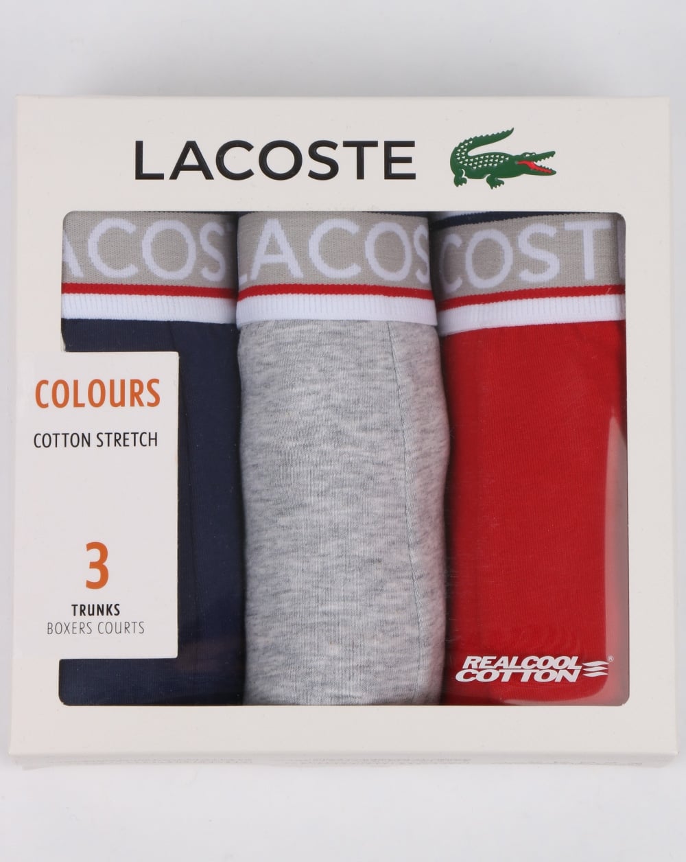Lacoste Triple Pack Boxer Shorts Grey/Navy/Red