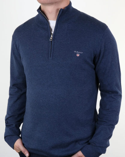 Gant Classic Quarter Zip Jumper Dark Blue