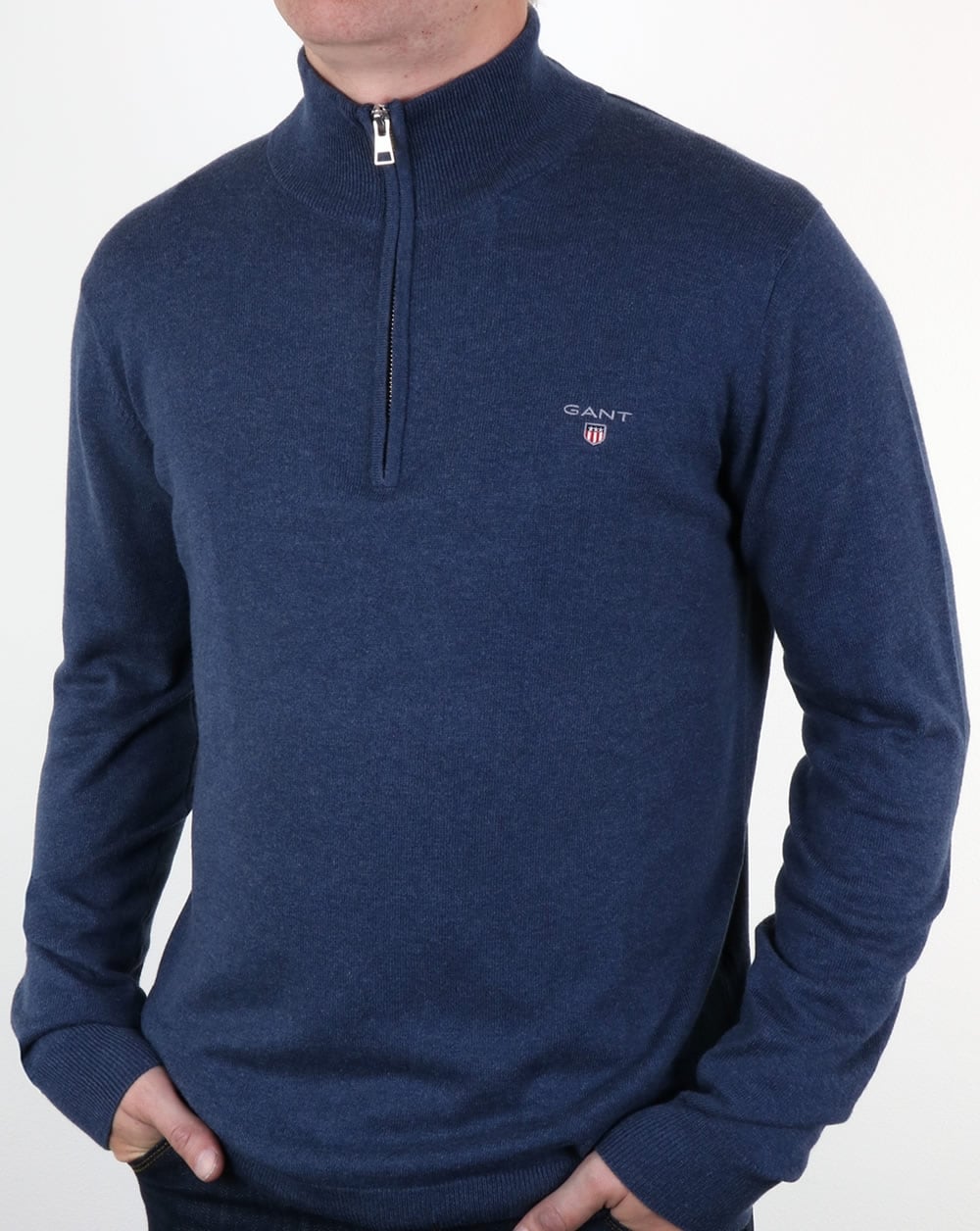 Gant Classic Quarter Zip Jumper Dark Blue
