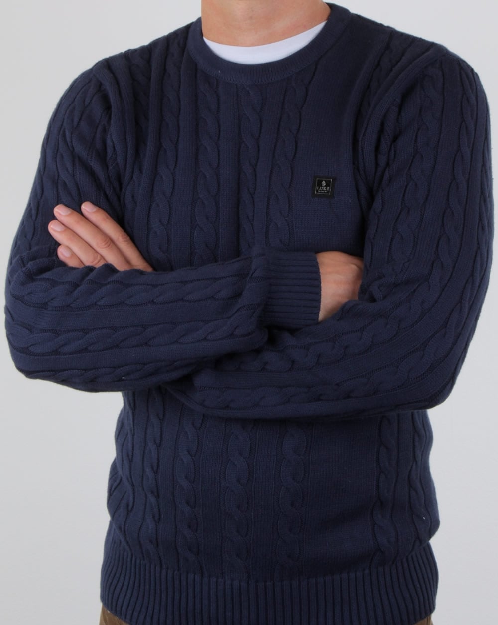 Luke Horton Cable Knit Jumper Dark Navy