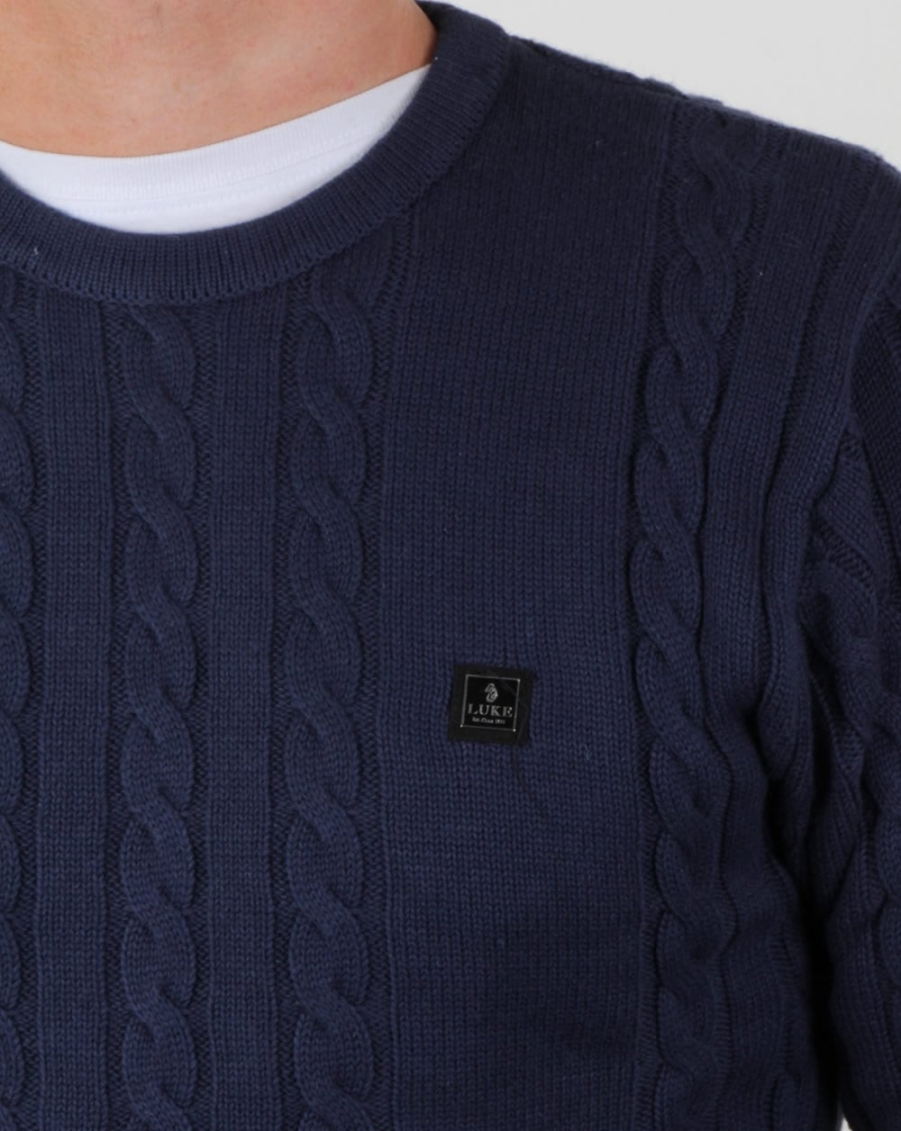 Luke Horton Cable Knit Jumper Dark Navy