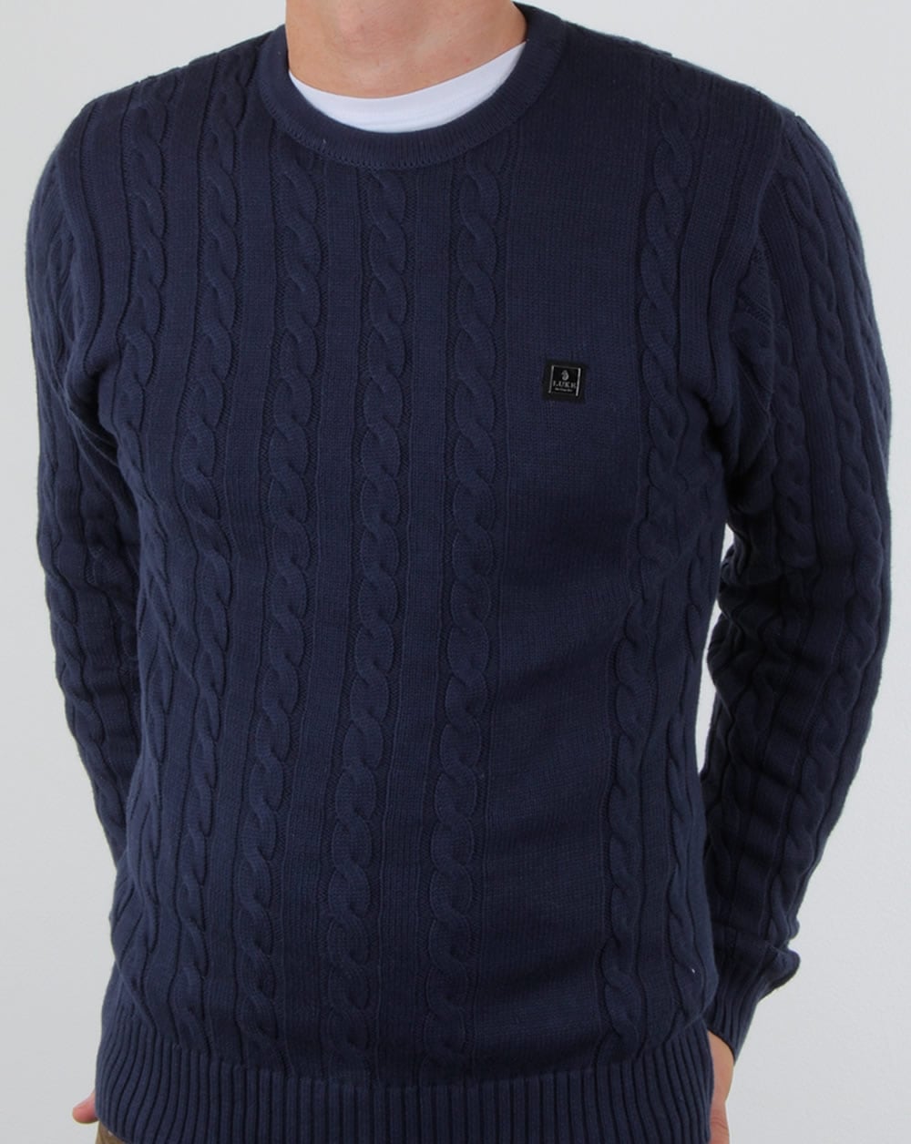 Luke Horton Cable Knit Jumper Dark Navy