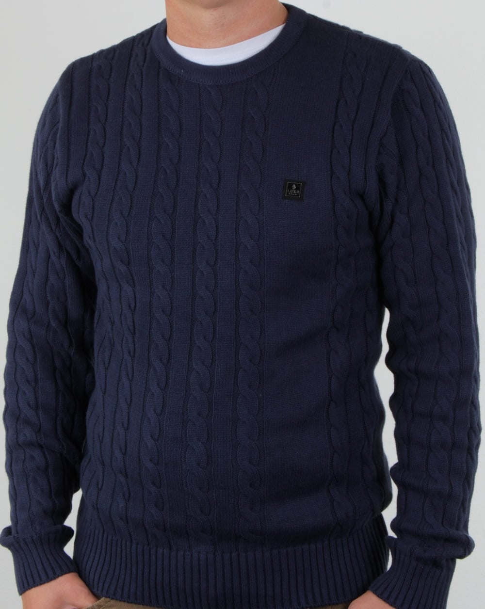 Luke Horton Cable Knit Jumper Dark Navy