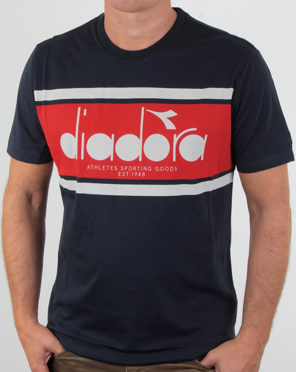 Diadora Logo T Shirt Navy/red/white