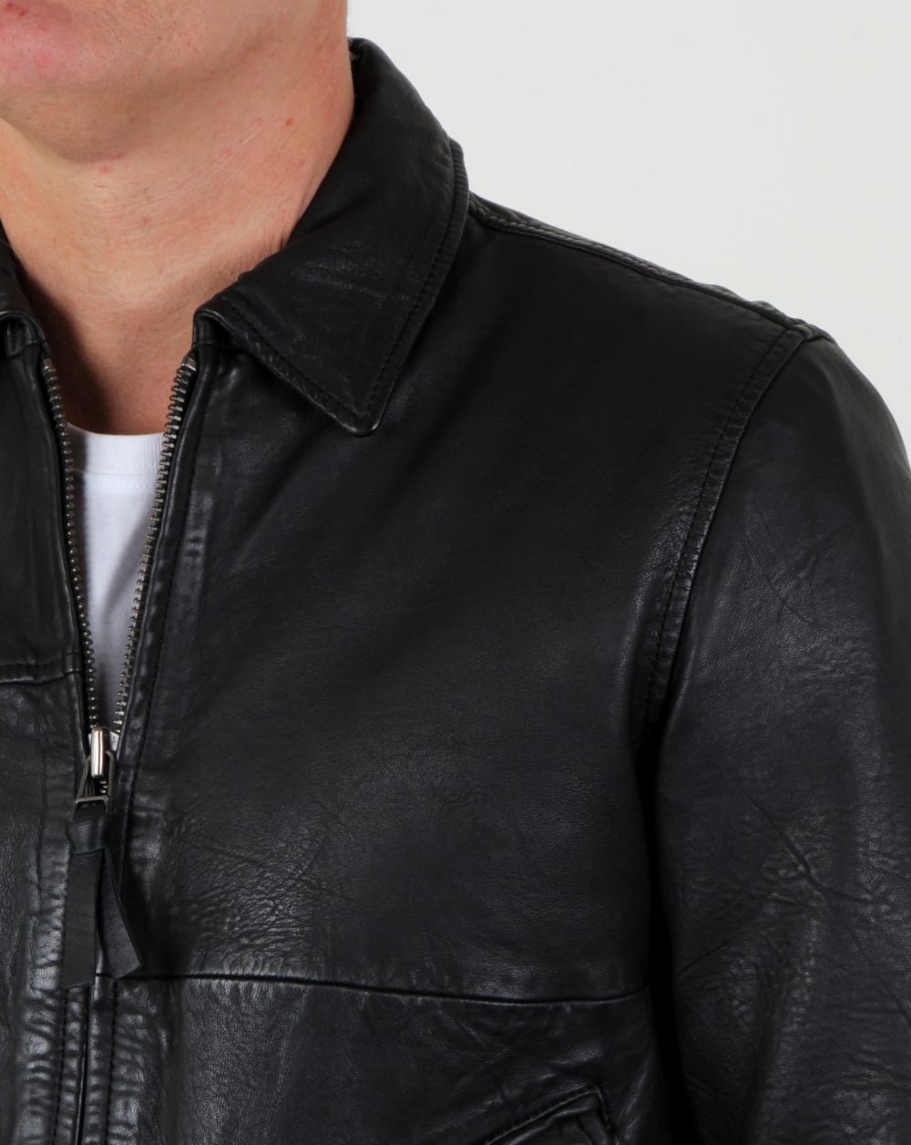 Pretty Green Jennetts Leather Jacket Black
