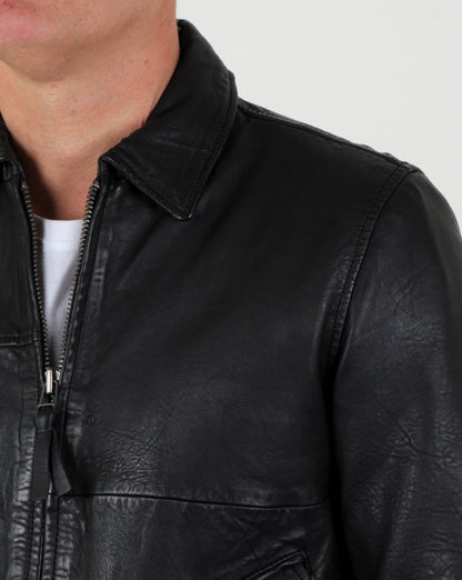 Pretty Green Jennetts Leather Jacket Black