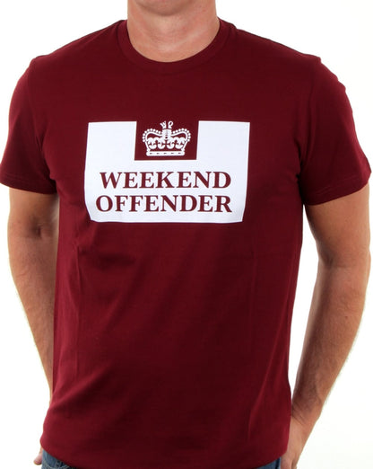 Weekend Offender Prison T Shirt Burgundy