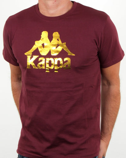 Kappa Estessi T Shirt Burgundy/gold
