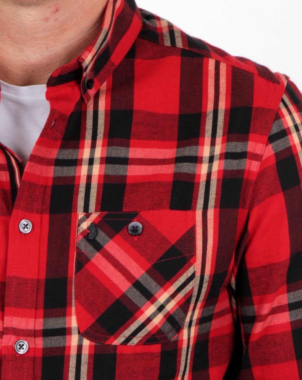 Luke Heyday Patch Pocket Detail Shirt Red Mix Check