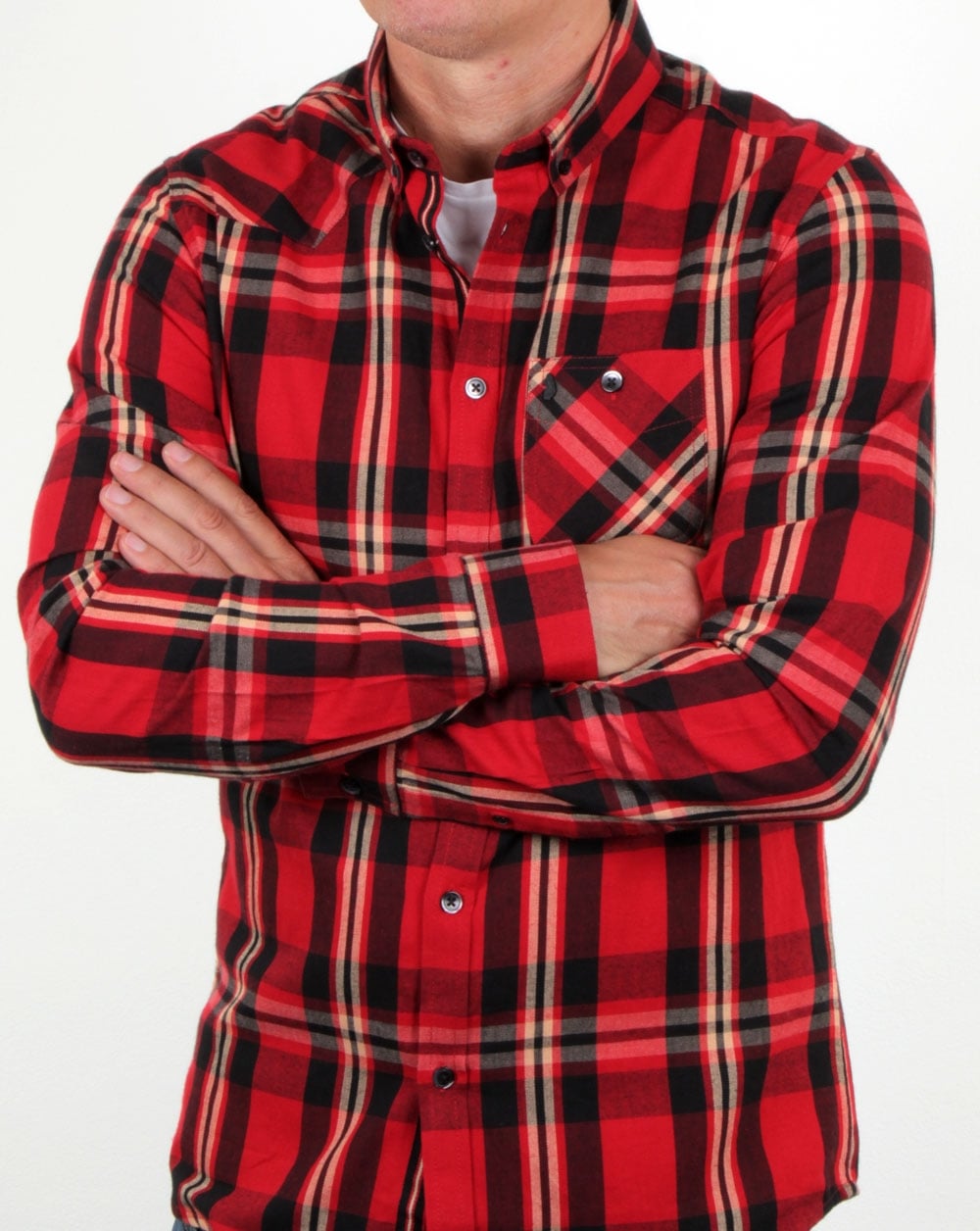 Luke Heyday Patch Pocket Detail Shirt Red Mix Check