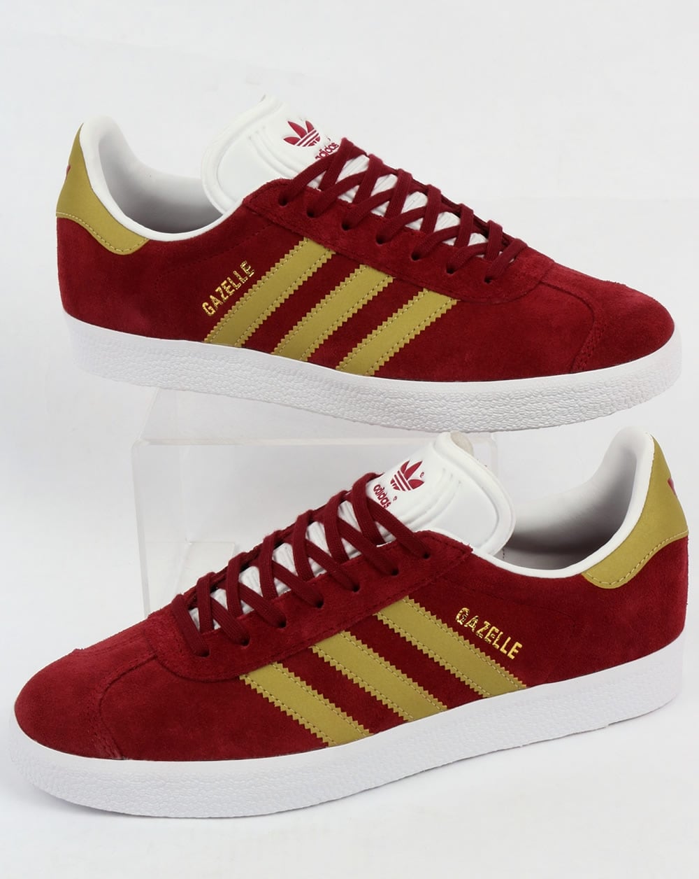 Adidas Gazelle Trainers Burgundy/Gold