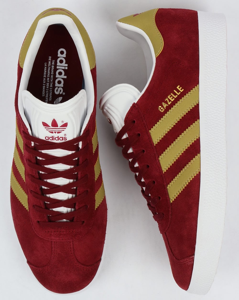 Adidas Gazelle Trainers Burgundy/Gold