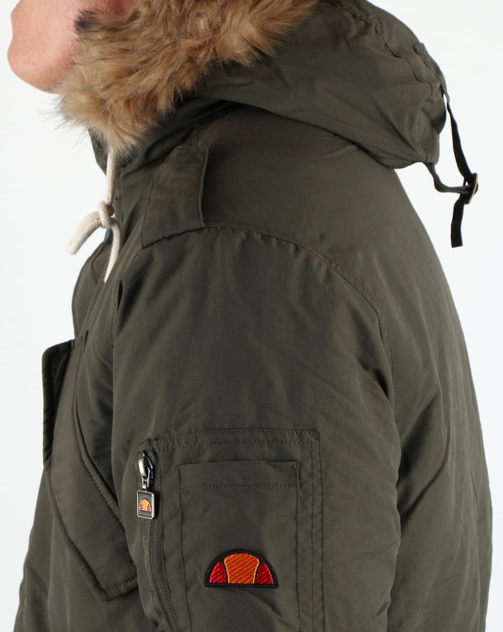 Ellesse Fur Lined Hooded Parka Olive