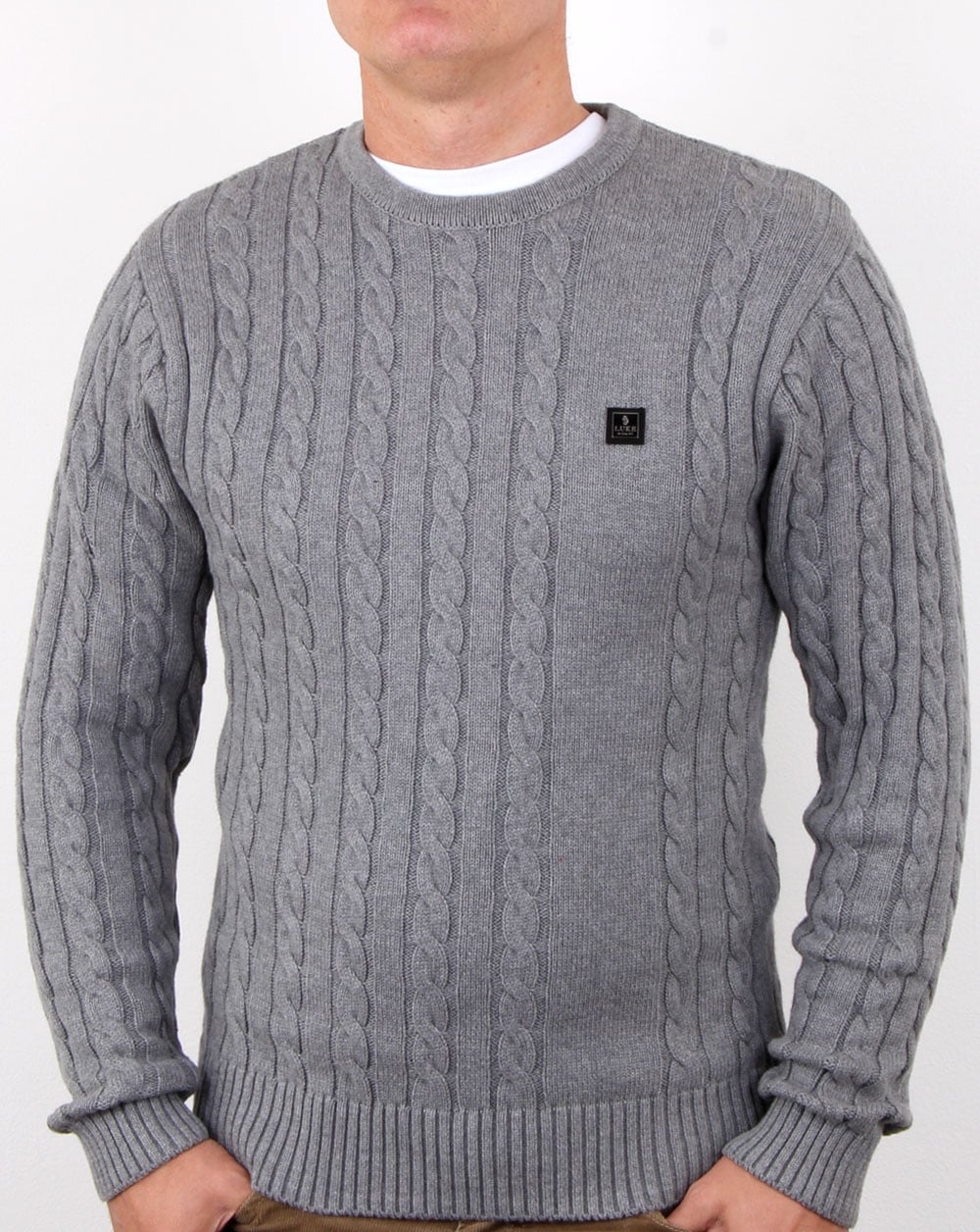 Luke Horton Cable Knit Jumper Grey Marl