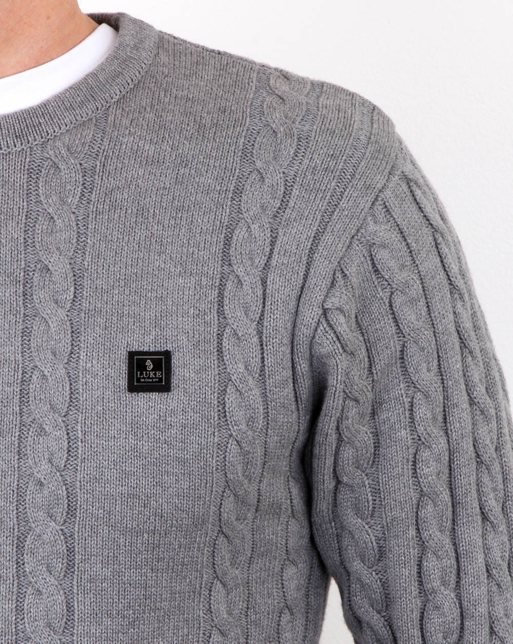 Luke Horton Cable Knit Jumper Grey Marl