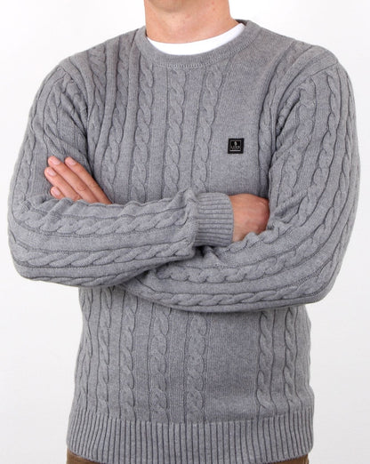 Luke Horton Cable Knit Jumper Grey Marl